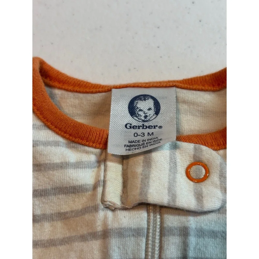 Gerber Carter's Baby Sleepers Pajamas 0-3 Months Striped Dog Print Footies Set 3